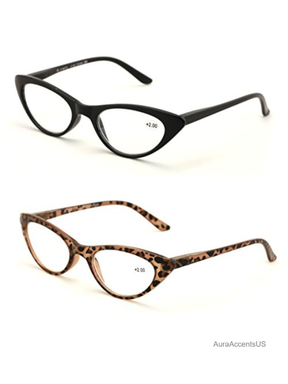 Cateye Reading Glasses 2 Pairs Thin Profile Scratch Resistant Readers
